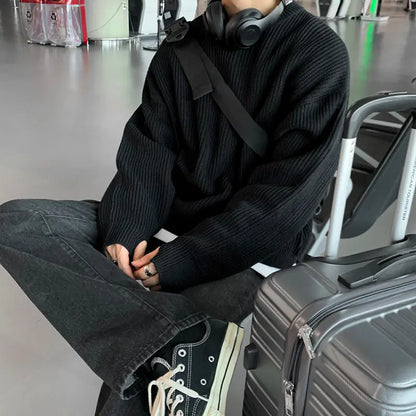 Lazy Style Solid Color Round Neck Pullover Sweater