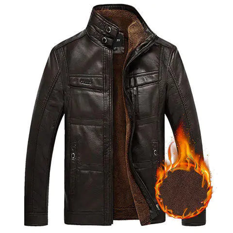 Middle Aged Men's Fashion PU Leather Jacket