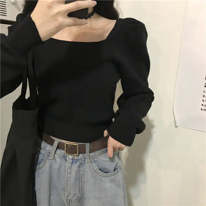 Autumn Winter 2020 Women's Slim Fit Black Sweater