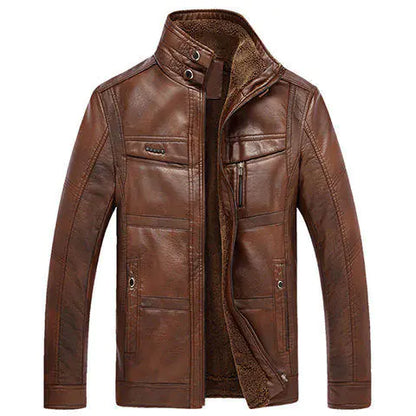 Middle Aged Men's Fashion PU Leather Jacket