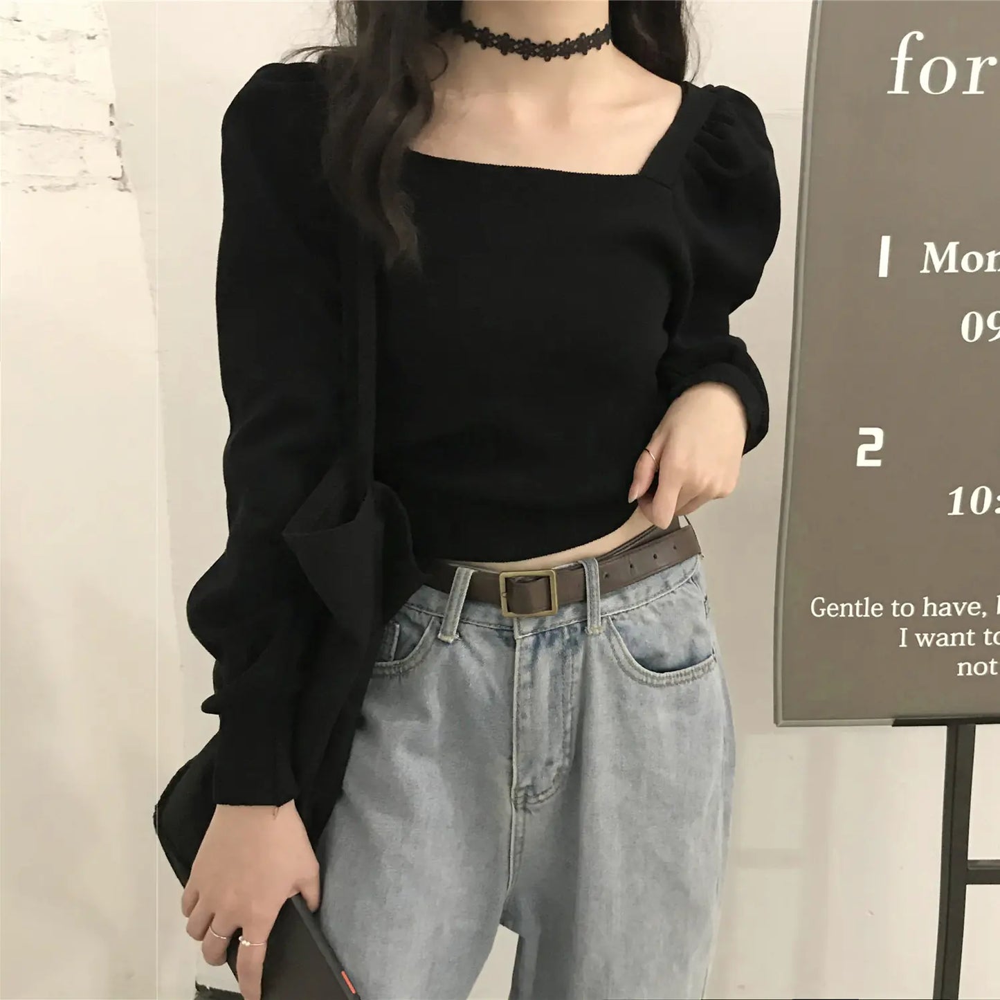 Autumn Winter 2020 Women's Slim Fit Black Sweater