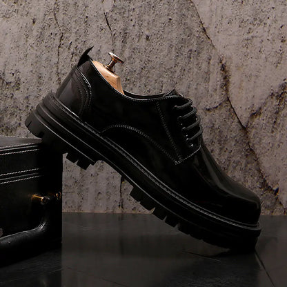 Shiny Leather Business Dress Shoes for Fall