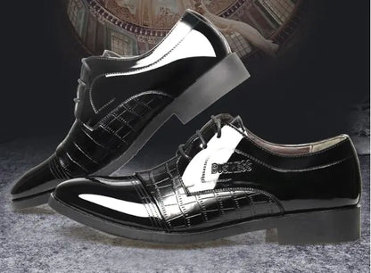 Men's Crocodile Pattern Pointed Leather Shoes