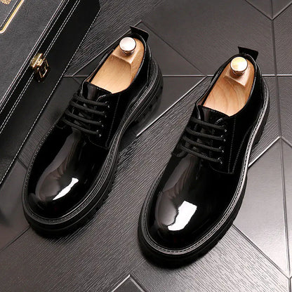 Shiny Leather Business Dress Shoes for Fall