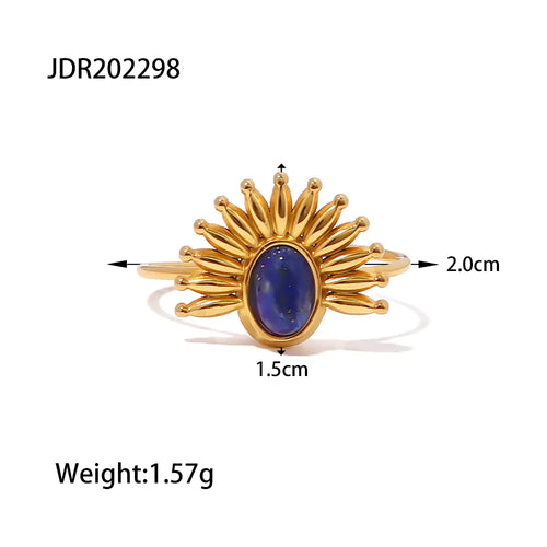 Women's Fashion Stainless Steel Lapis Lazuli Ring