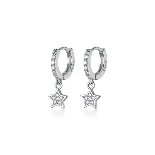 S925 Silver Star Earrings with Diamonds for Women