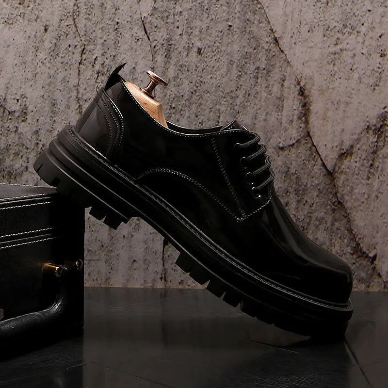 Shiny Leather Business Dress Shoes for Fall