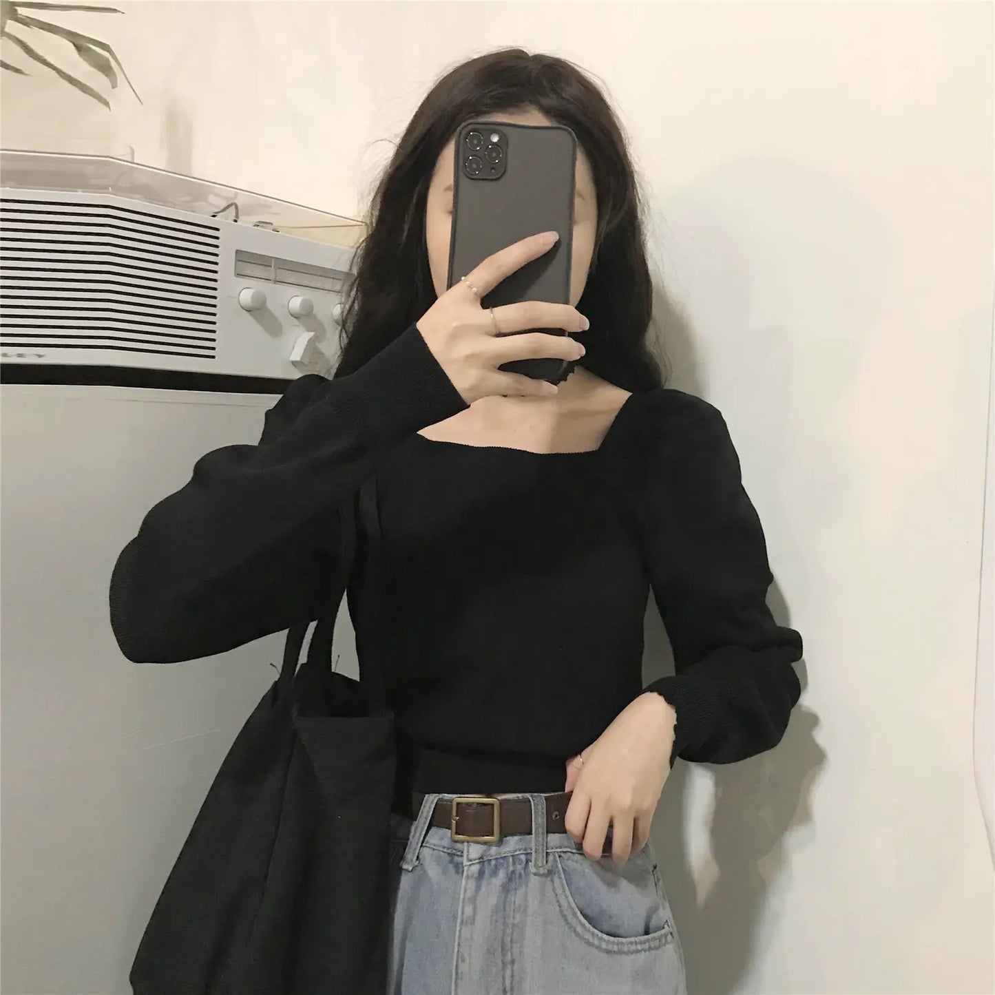 Autumn Winter 2020 Women's Slim Fit Black Sweater