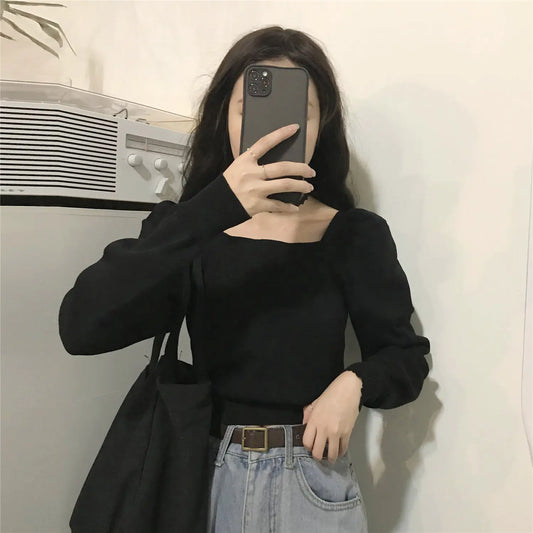 Autumn Winter 2020 Women's Slim Fit Black Sweater