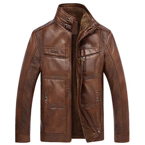 Middle Aged Men's Fashion PU Leather Jacket