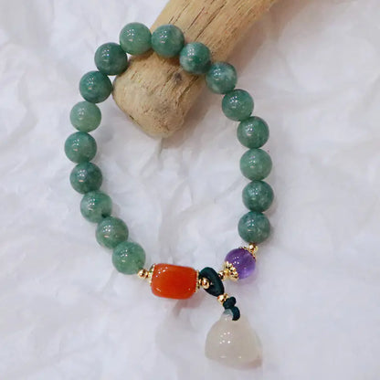 Korean-Style Jade Crystal Bracelet with Lotus Beads