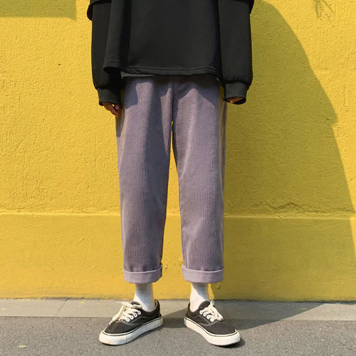 Men's Korean Style Corduroy Wide-Leg Casual Pants