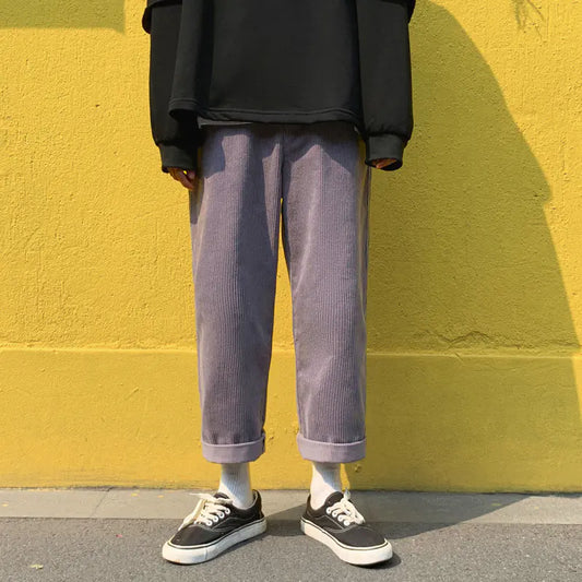 Men's Korean Style Corduroy Wide-Leg Casual Pants