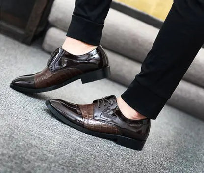 Men's Crocodile Pattern Pointed Leather Shoes